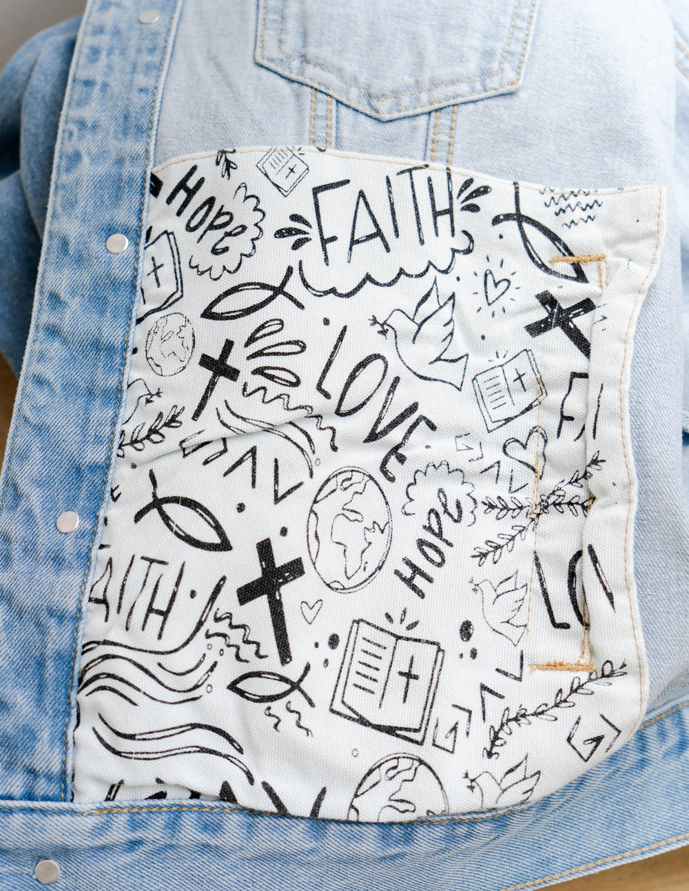 What a Friend In Jesus Light Blue Denim Jacket