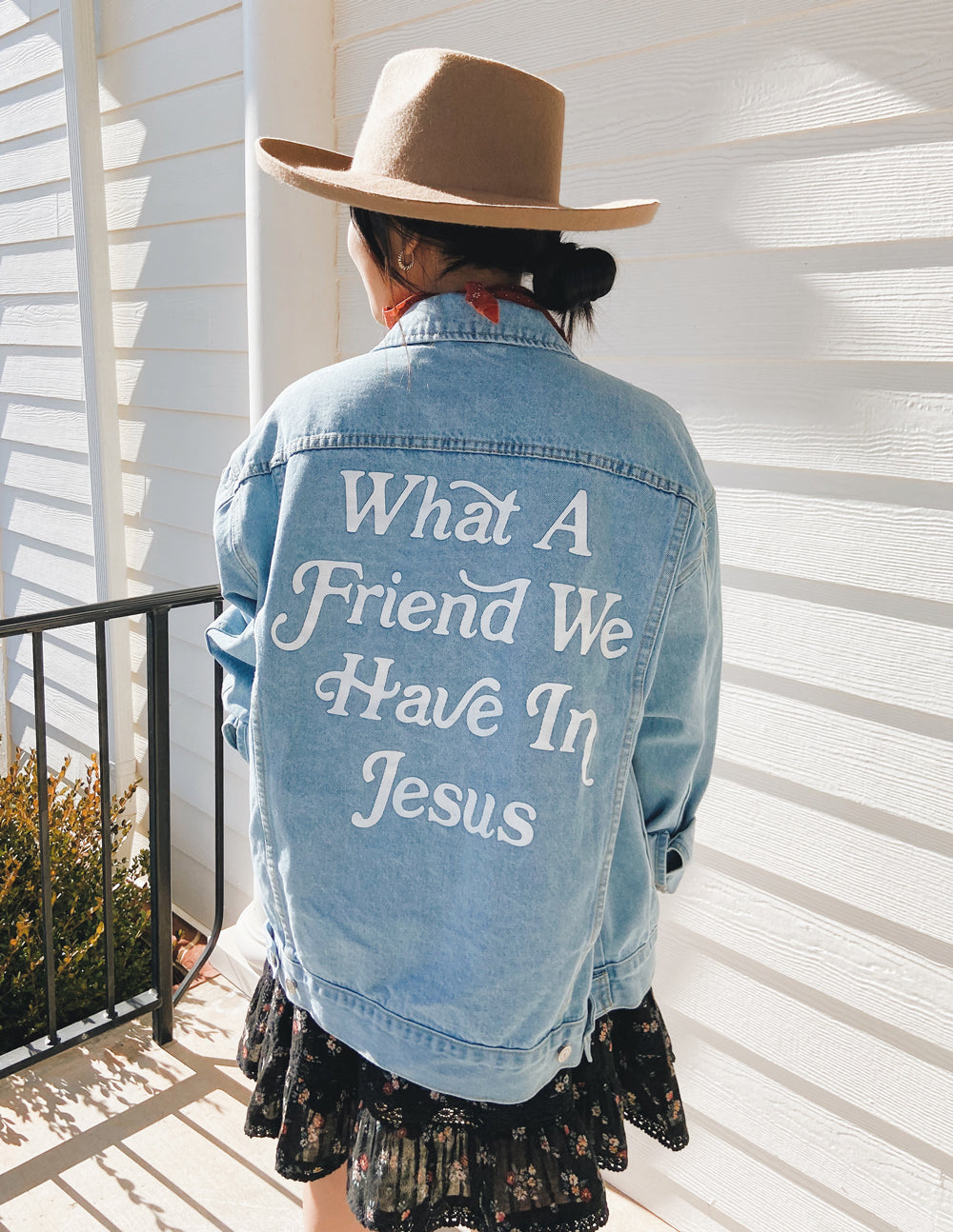 What a Friend In Jesus Light Blue Denim Jacket