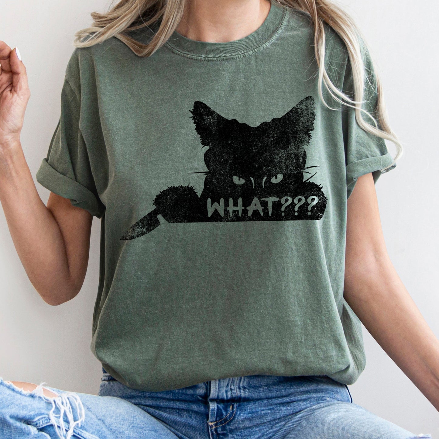 What? Cat And Knife Retro Halloween Comfort Colors T-shirt
