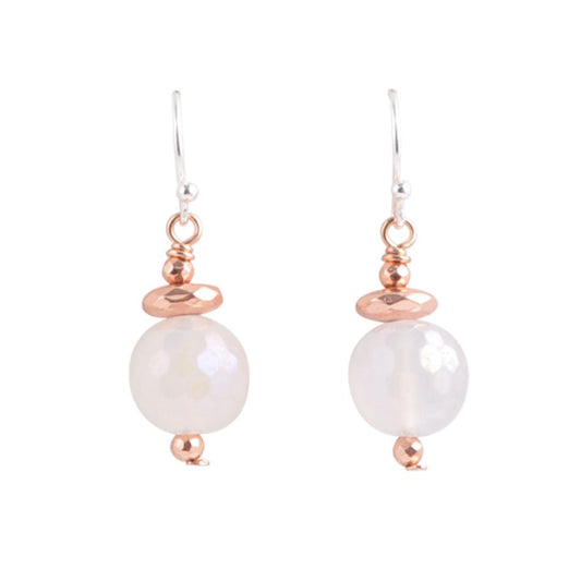 White Grey Agate Earrings Sterling Silver Barse Jewelry