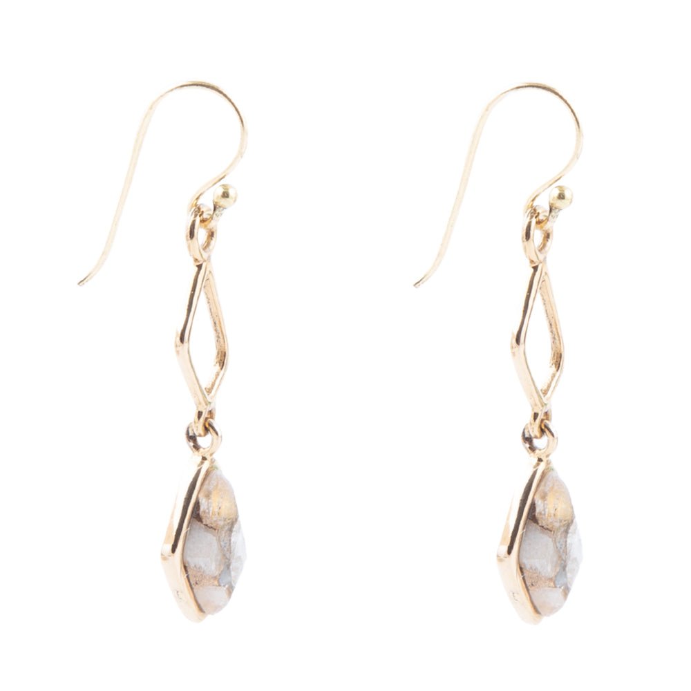 White Calcite Matrix Bronze Drop Earrings Barse Jewelry