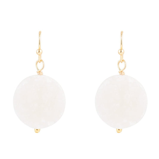 White Druzy Gold Tone Drop Earrings Barse Jewelry