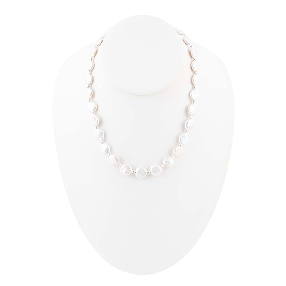 White Fresh Water Pearl Sterling Silver Necklace