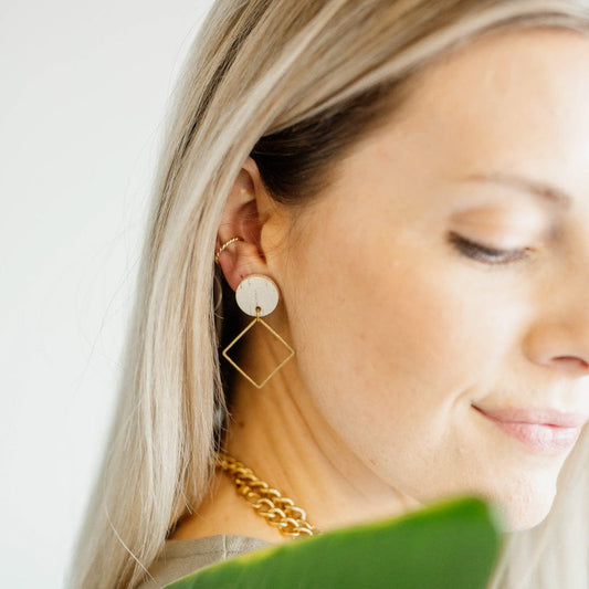 White Birch Leather Earrings Statement Earrings Sela Designs