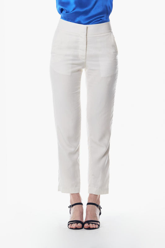 White Slim Tailoring Pants Women’s Slim-Fit Trousers Le Reussi