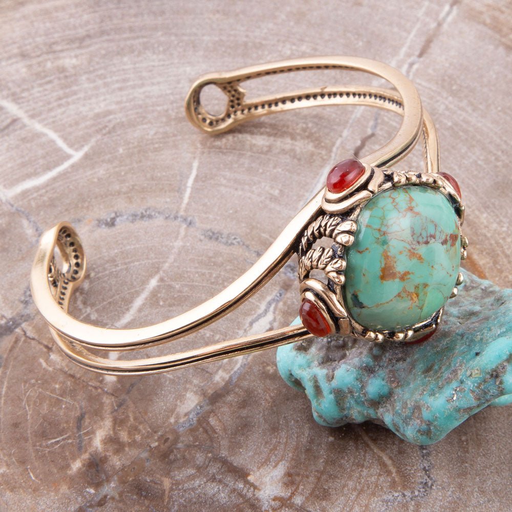 Wilder Turquoise Carnelian and Bronze Cuff Bracelet