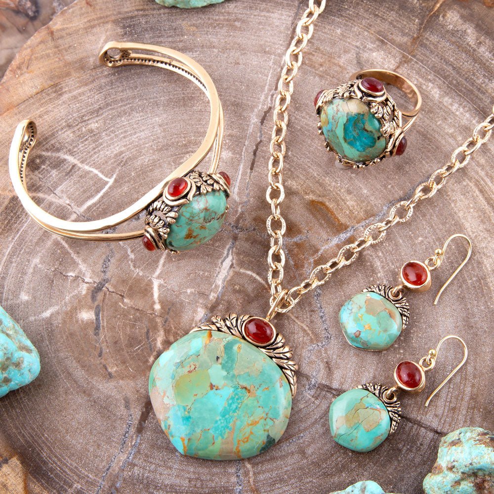 Wilder Turquoise Carnelian and Bronze Cuff Bracelet