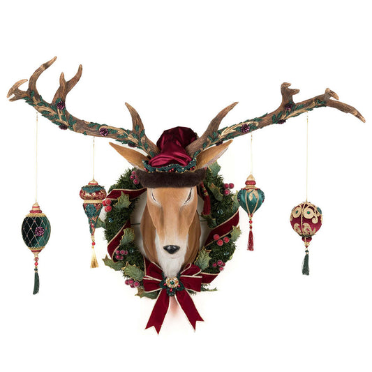 Winter Balsam and Berry Deer Wall Piece with Ornaments by Katherine's Collection