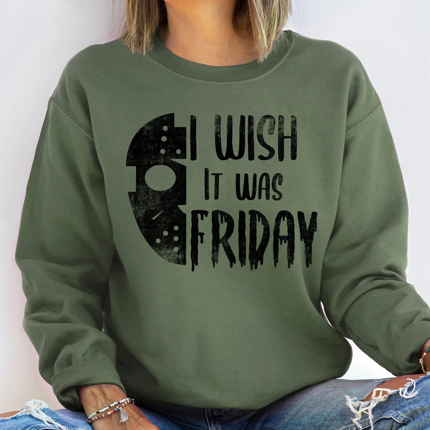 Wish It Was Friday Vintage Halloween Sweatshirt