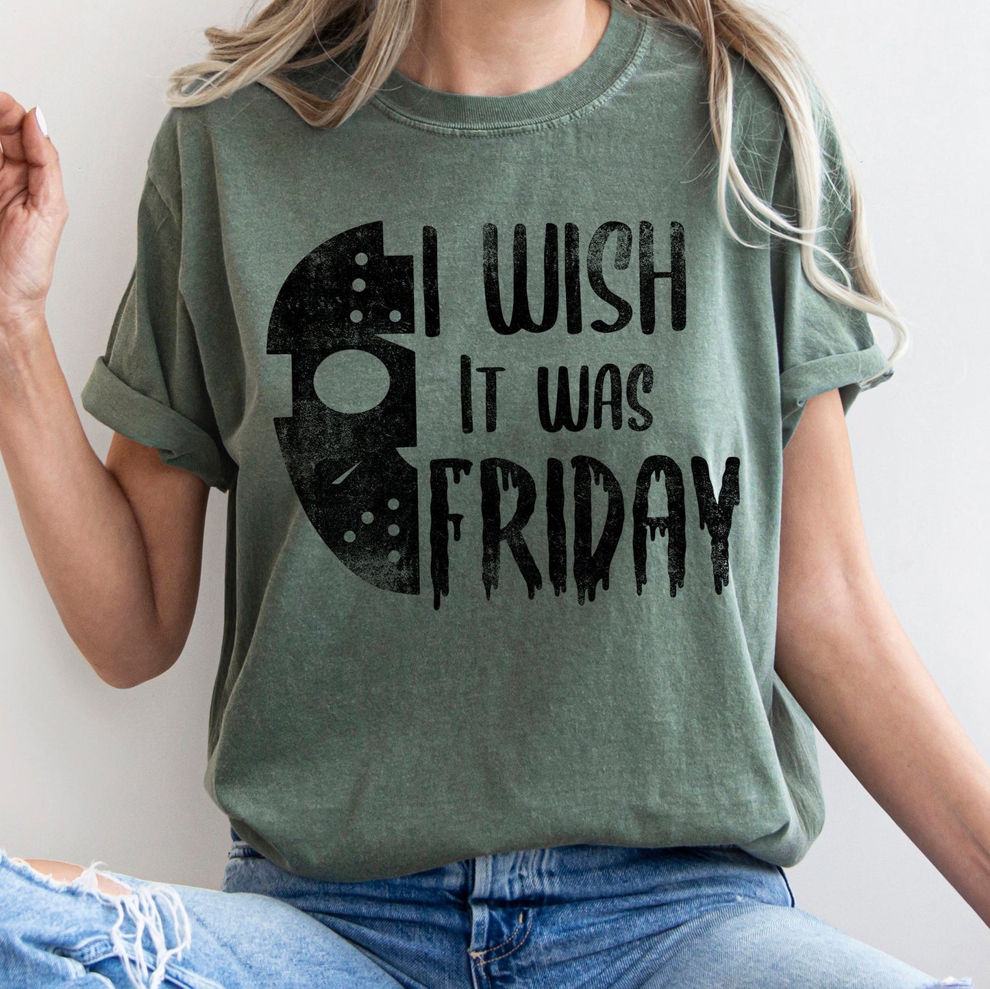 Retro Halloween Comfort Colors Tshirt I Wish It Was Friday