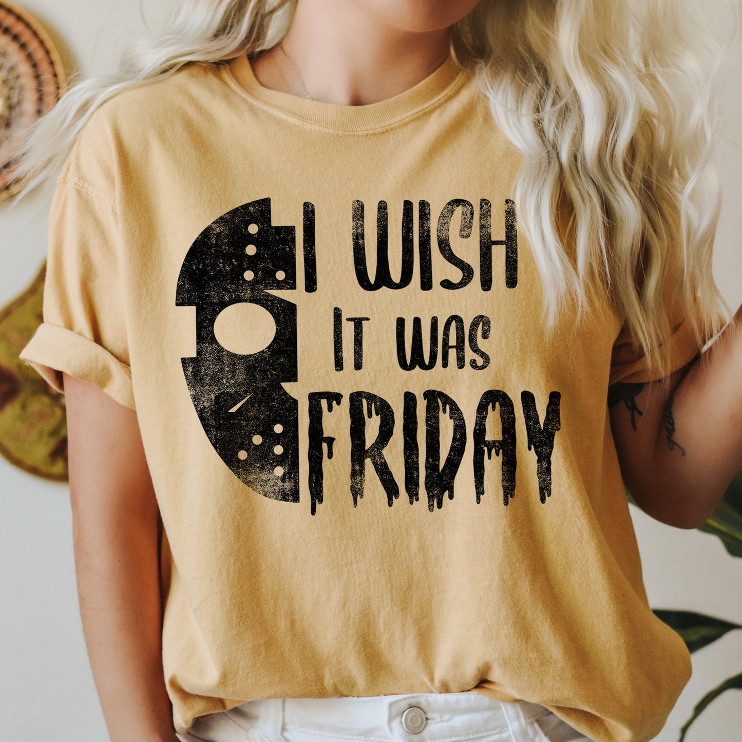 Retro Halloween Comfort Colors Tshirt I Wish It Was Friday