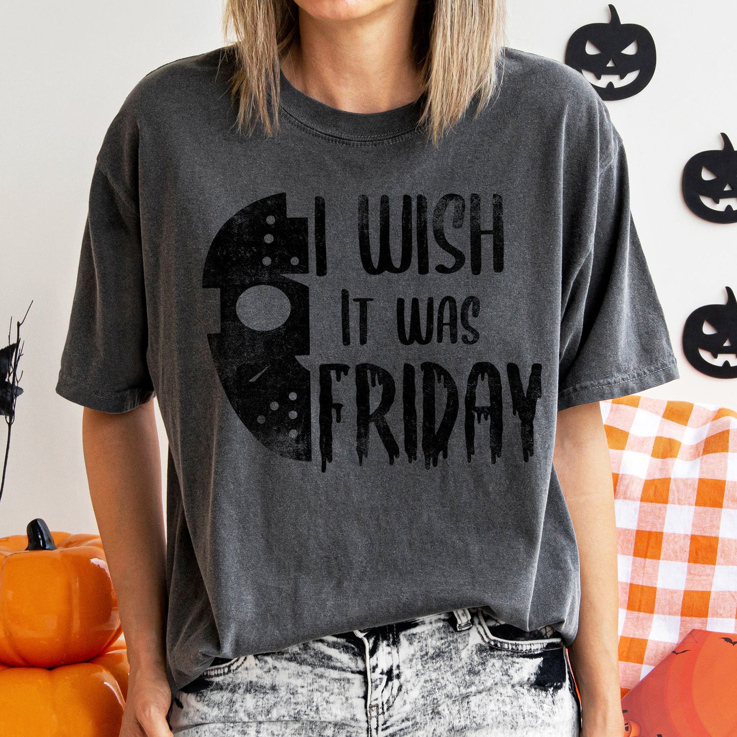 Retro Halloween Comfort Colors Tshirt I Wish It Was Friday