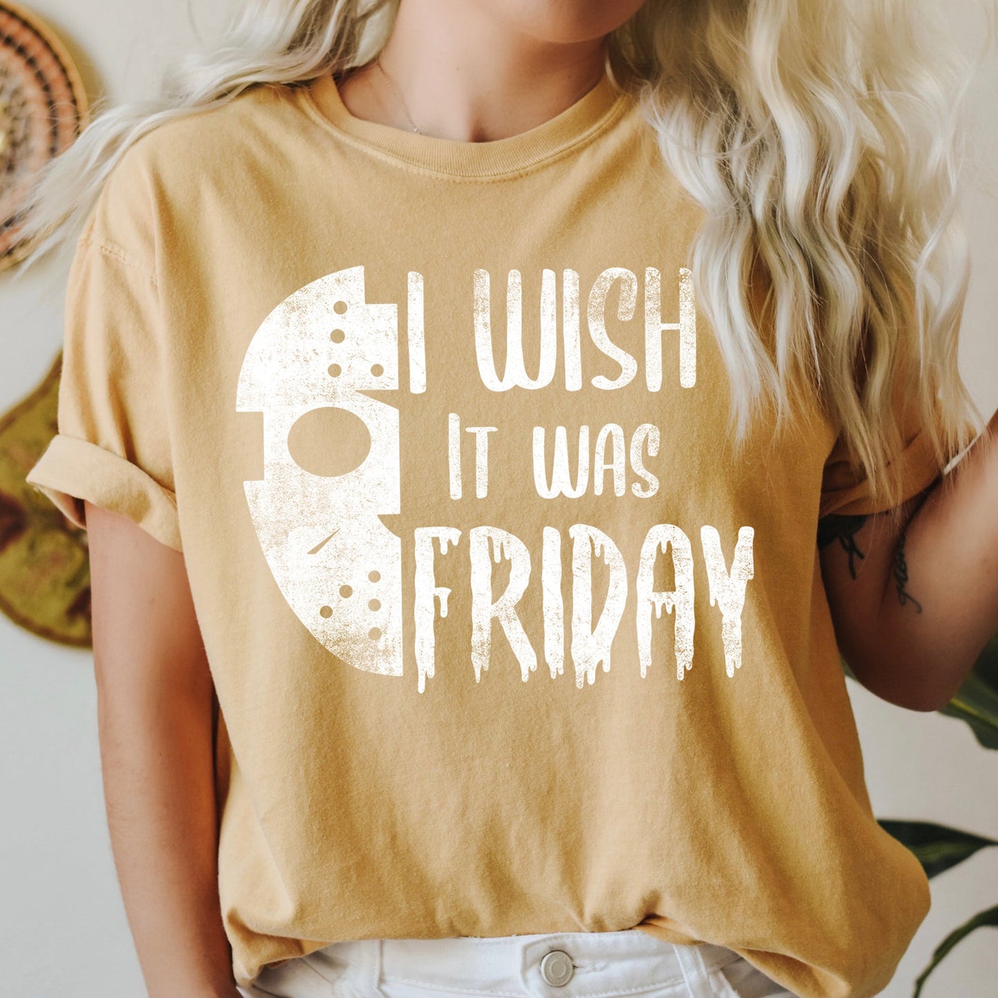 I Wish It Was Friday Retro Halloween Comfort Colors Tshirt