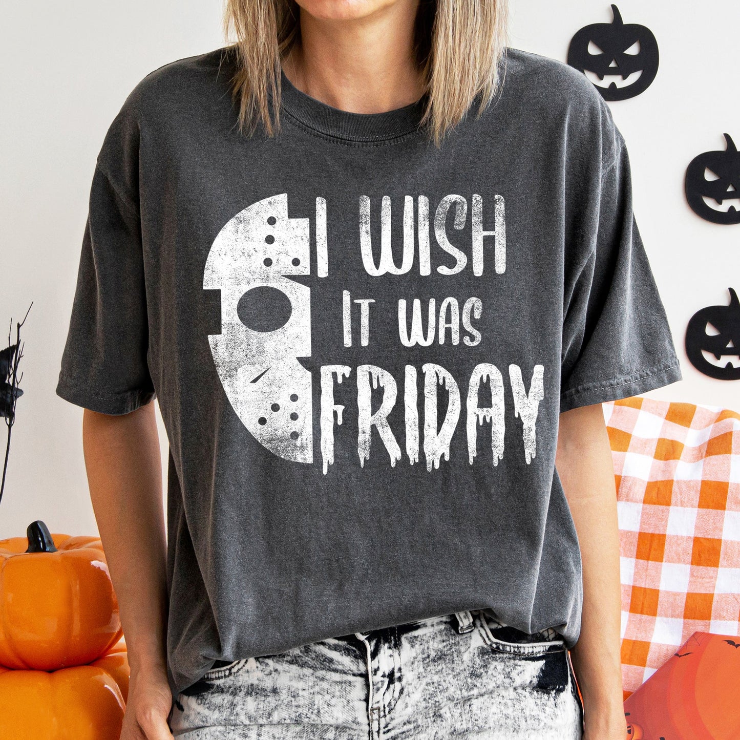 I Wish It Was Friday Retro Halloween Comfort Colors Tshirt