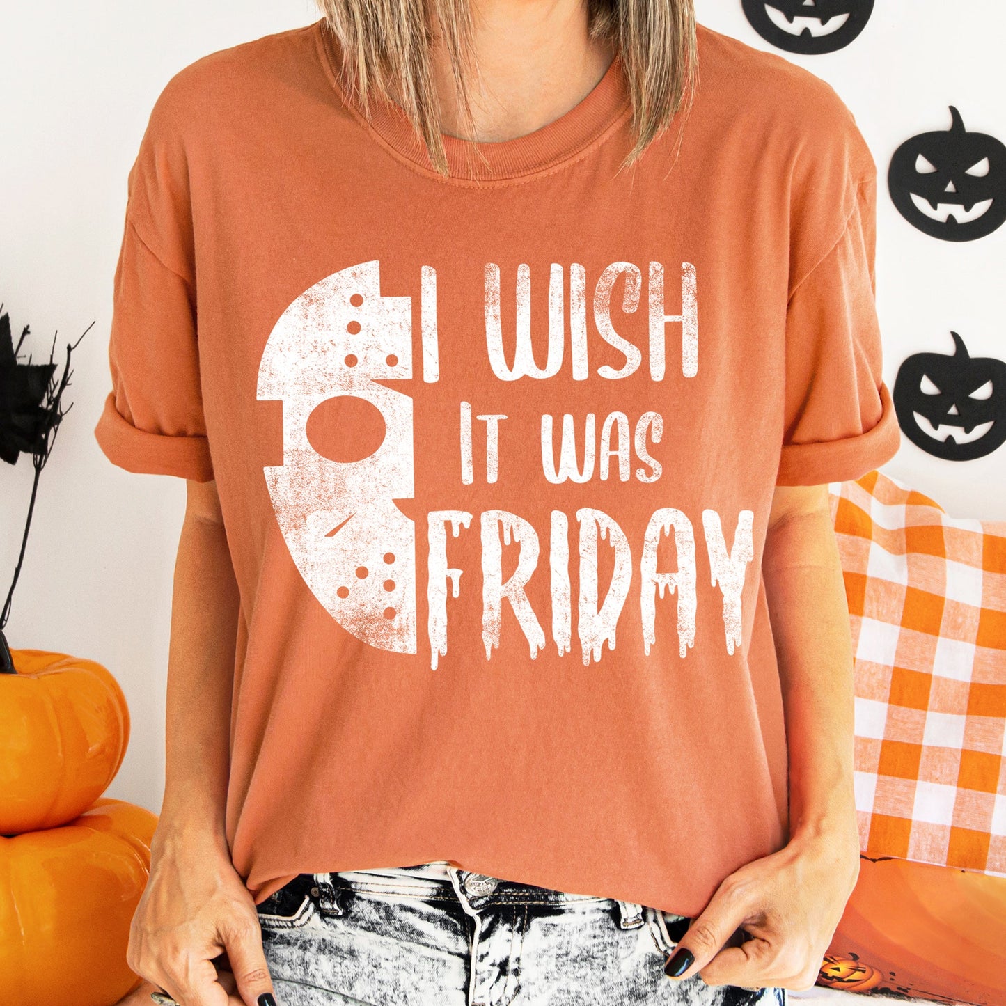 I Wish It Was Friday Retro Halloween Comfort Colors Tshirt