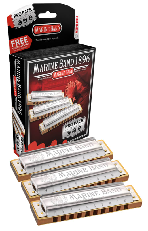 Hohner Marine Band Diatonic Blues Harmonica 3-piece Set