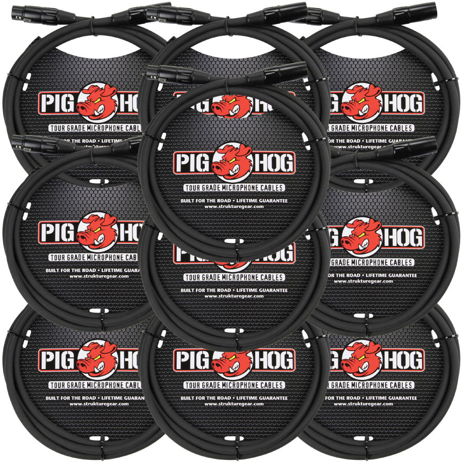 High Performance 8MM XLR Microphone Cable 6FT 10 Pack Pig Hog PHM6