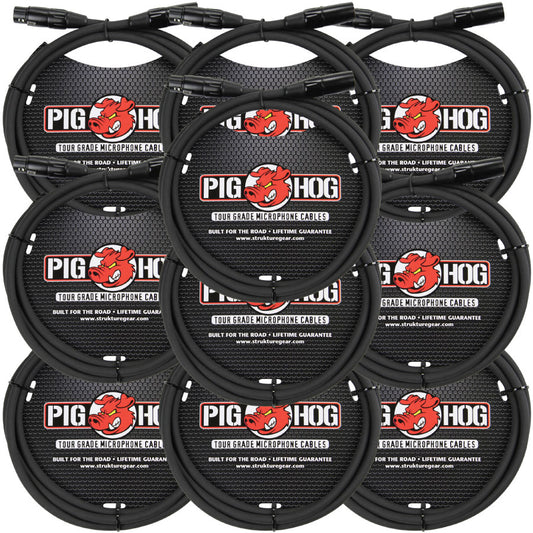 High Performance 8MM XLR Microphone Cable 6FT 10 Pack Pig Hog PHM6