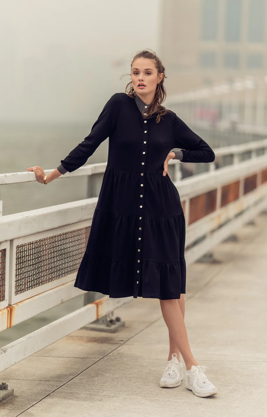 Keshi Oversized Swing Sweatshirt Dress French Terry
