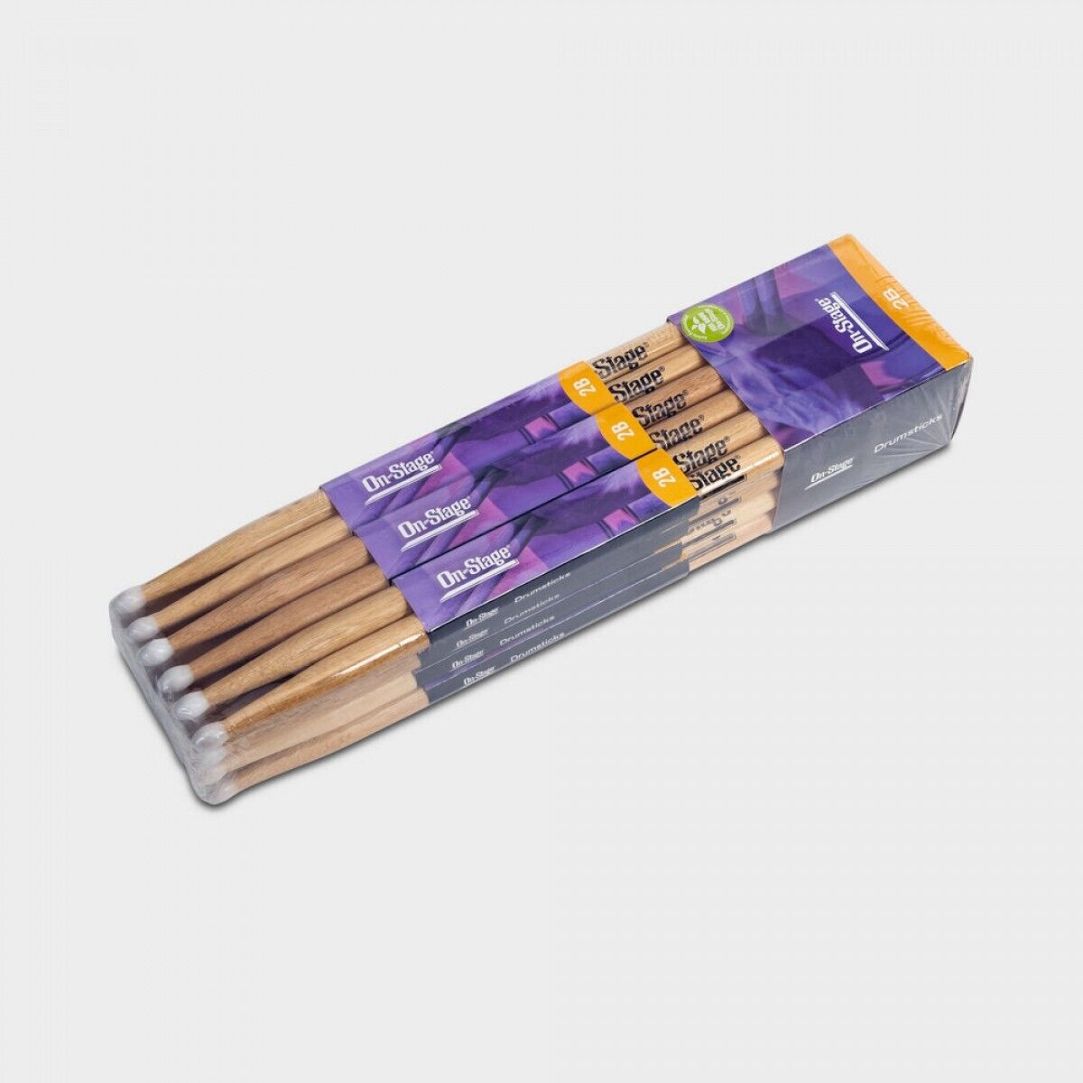 Hickory Nylon Tip Drumsticks 2B 12 Pair On-Stage HN2B
