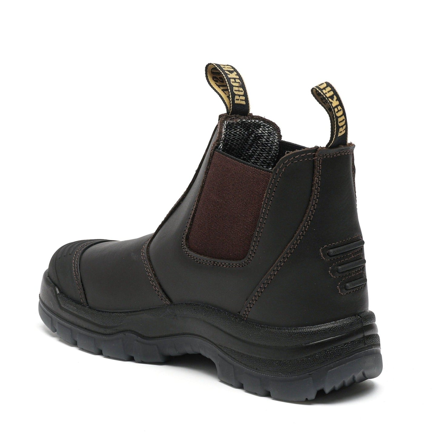 Dark Brown Wide 6 inch Pull on Leather Work Boots ROCKROOSTER
