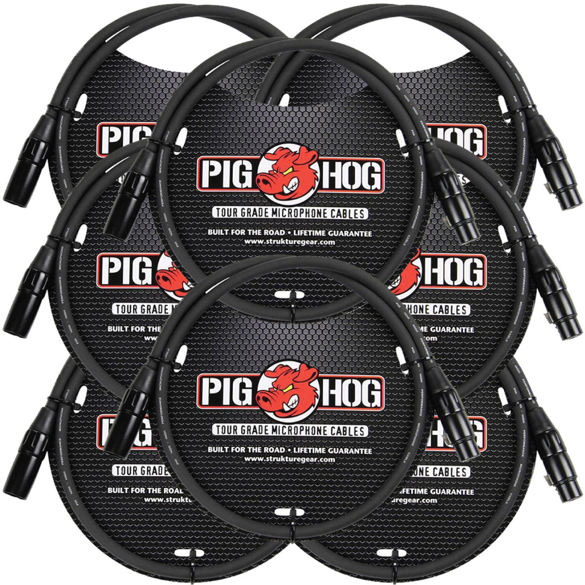 8mm Tour Grade Microphone XLR Cable 3ft 8-Pack Pig Hog PHM3