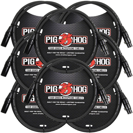 8mm Tour Grade Microphone XLR Cable 3ft 8-Pack Pig Hog PHM3