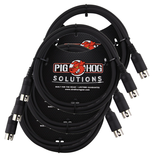 Pig Hog 6ft Black MIDI Cable Instrument Interface Male to Male 4 Pack
