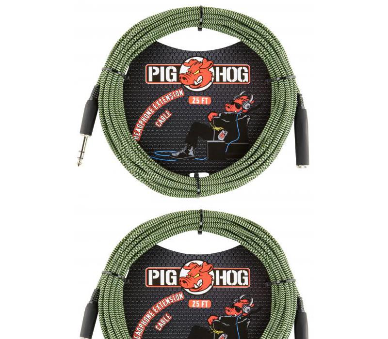 25ft Headphone Extension Cable 1/4" TRS Pig Hog PHX14-25JGR Solutions