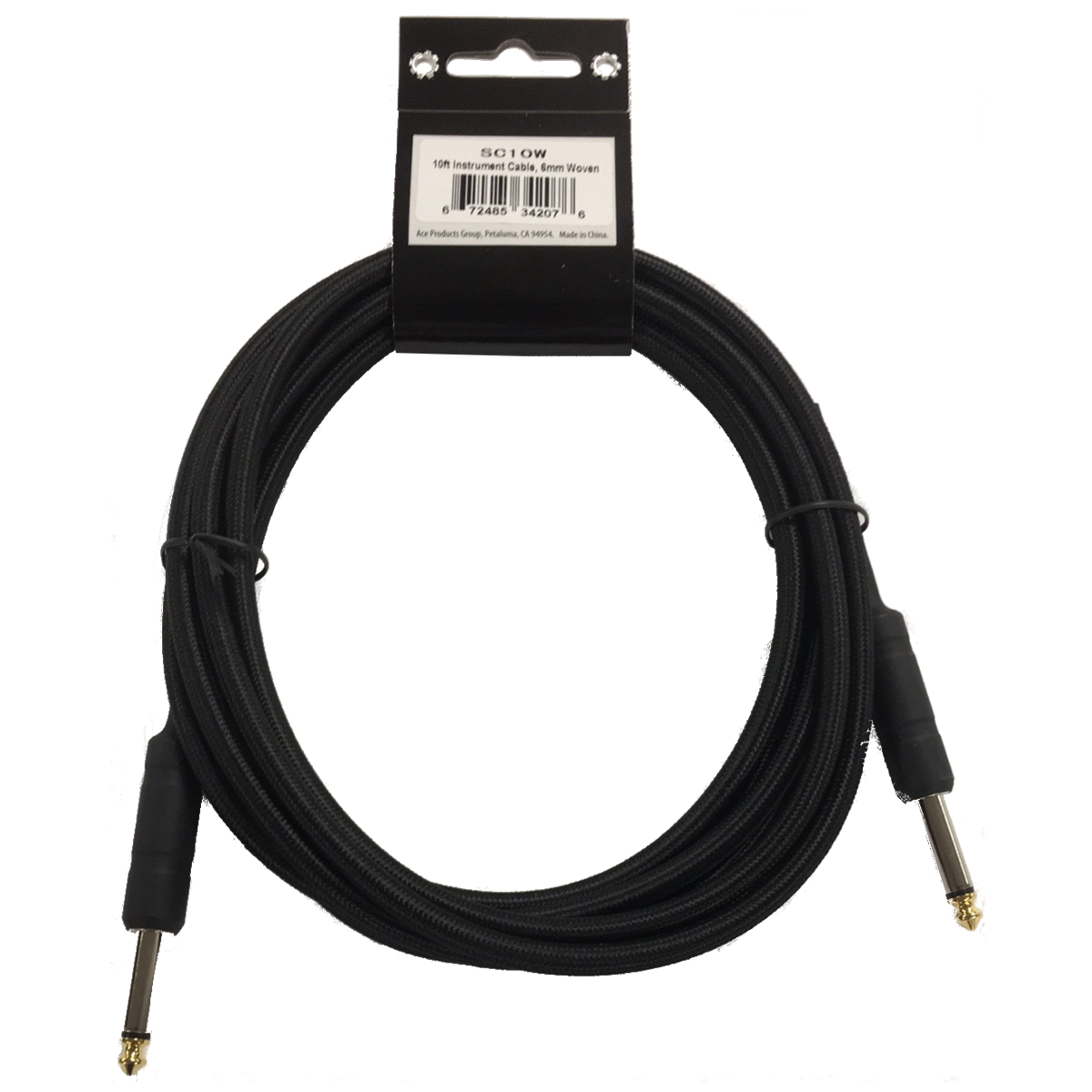 10ft Black 6MM Woven Instrument Cable 1/4' to 1/4' Strukture 2 Pack