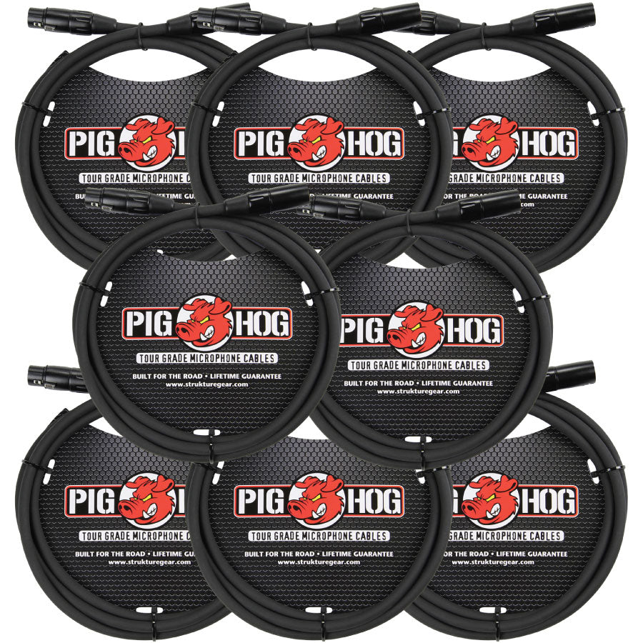 High Performance 8MM XLR Microphone Cable 6FT 8 Pack Pig Hog PHM6