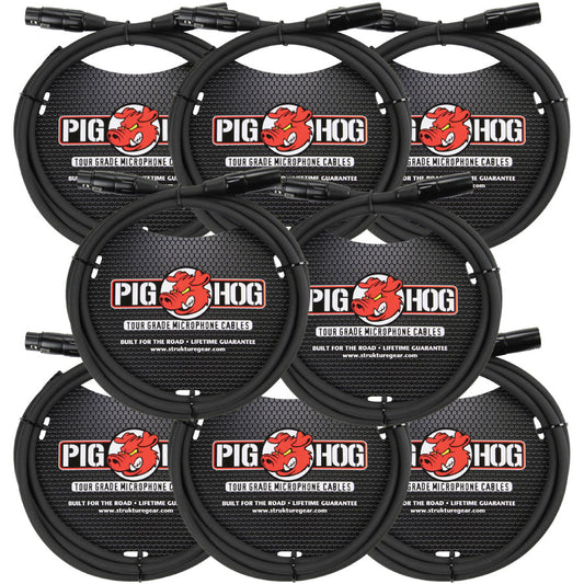 High Performance 8MM XLR Microphone Cable 6FT 8 Pack Pig Hog PHM6