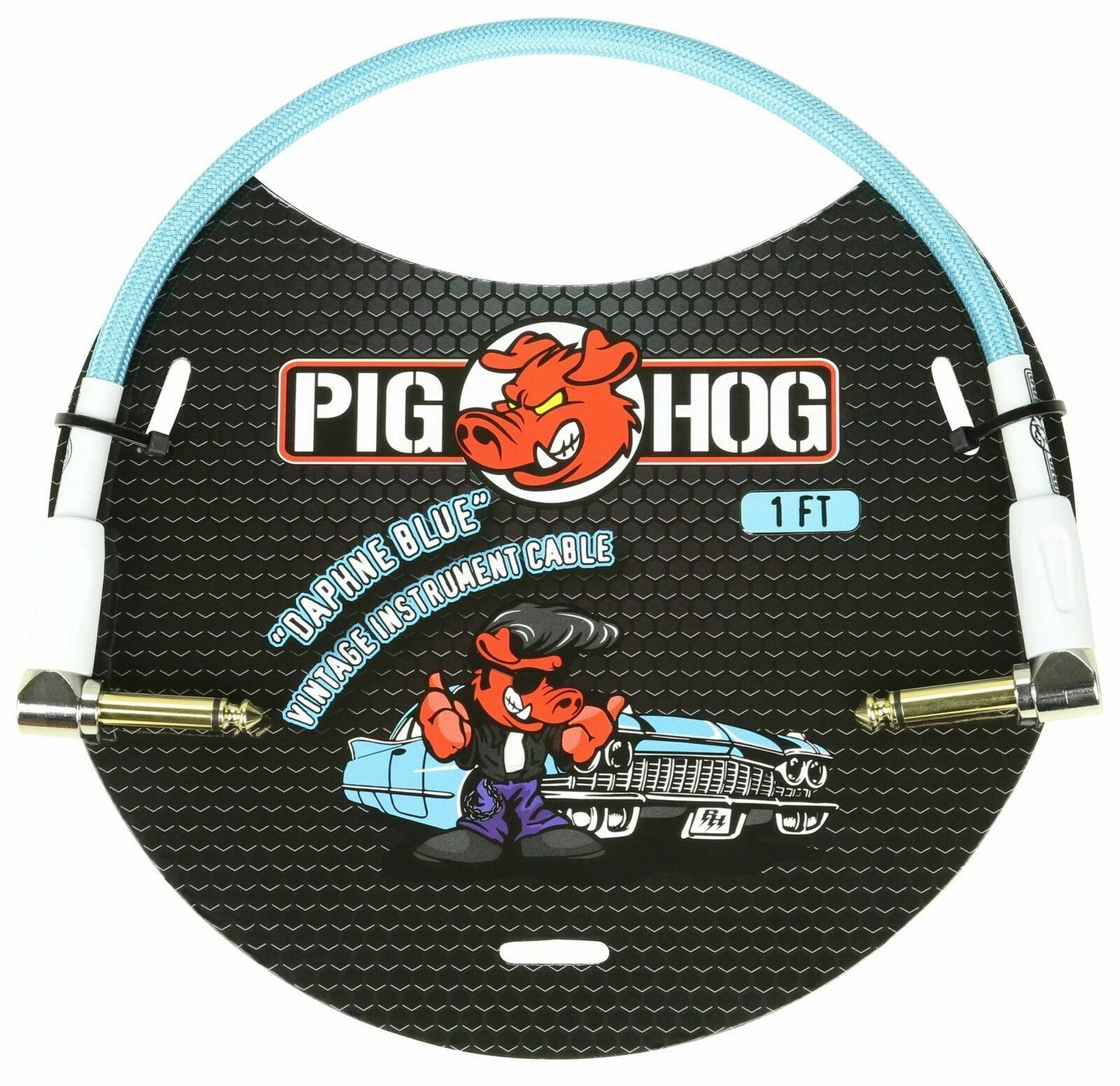 1' Angle / Angle Patch Cable Daphne Blue Pig Hog PCH1DBR