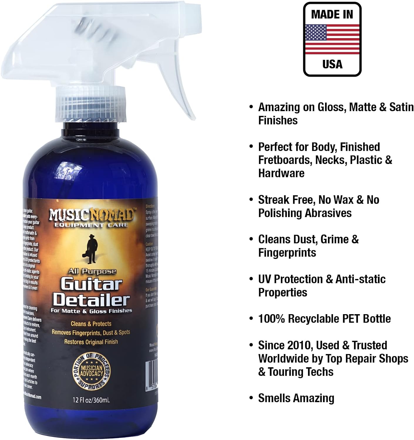Premium Guitar Detailer Matte and Gloss Finish Cleaner Music Nomad MN152