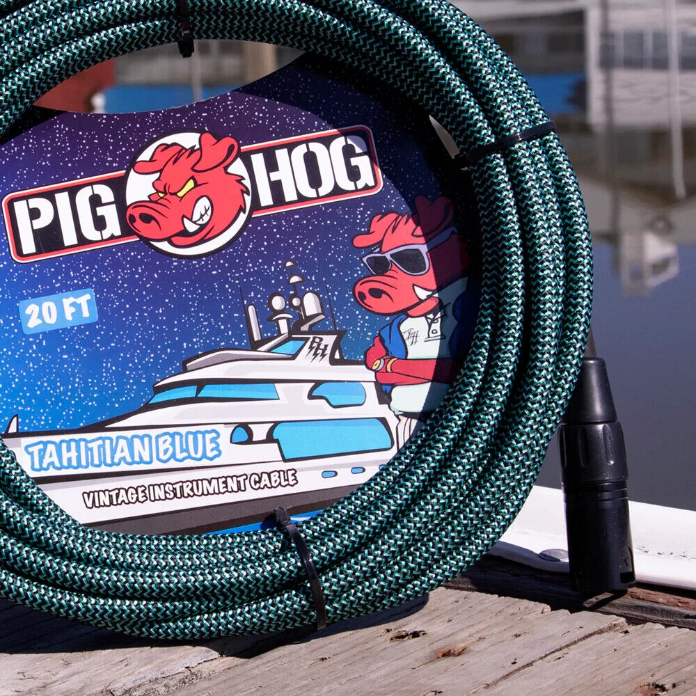 PIG HOG PHM20TAB Tahitian Blue Woven Mic Cable 20FT XLR