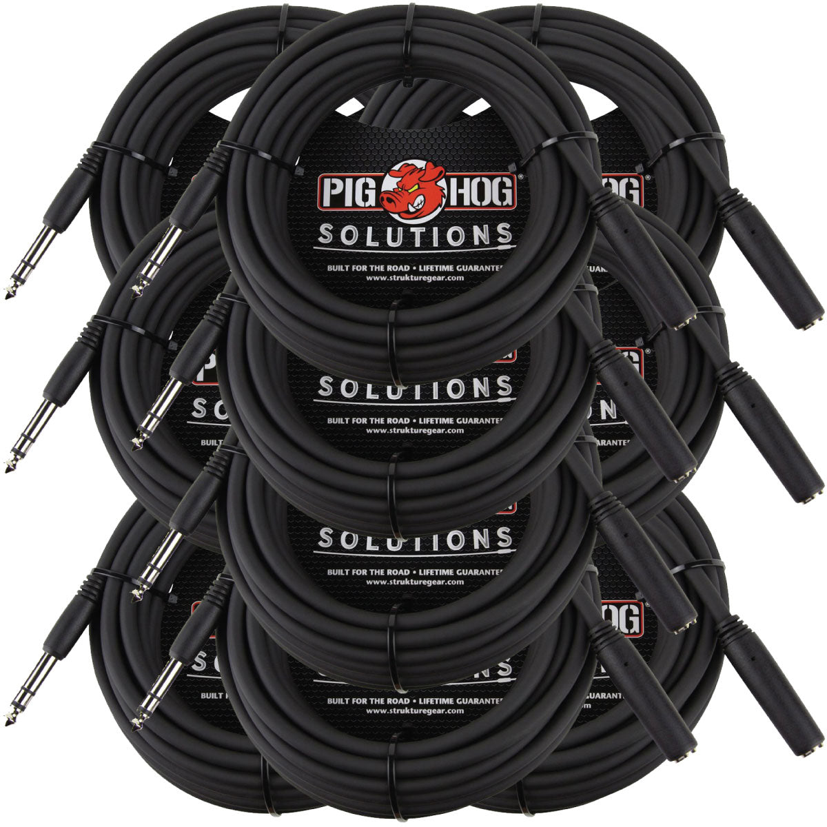 25ft Headphone Extension Cable 1/4' Pig Hog PHX14-25 Solutions 10 Pack