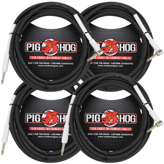 Pig Hog 18.5FT Right Angle 8mm Inst Cable 4 Pack PH186R