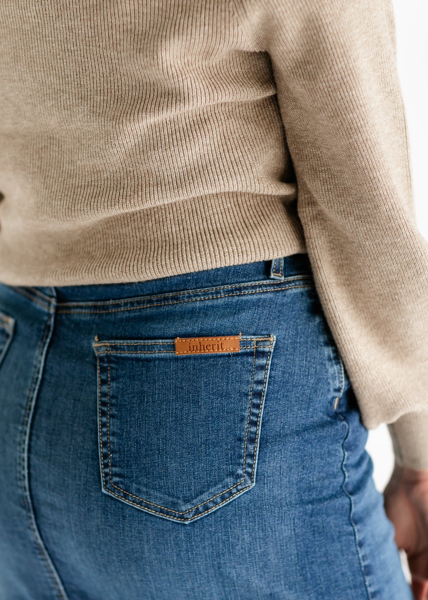 Zana Front Button Denim Midi Skirt