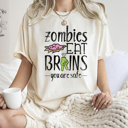 Zombies Eat Brains Retro Halloween Comfort Colors Tshirt