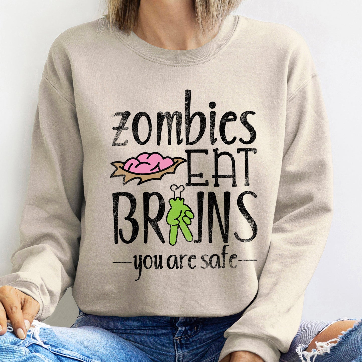 Zombies Eat Brains Halloween Sweatshirt
