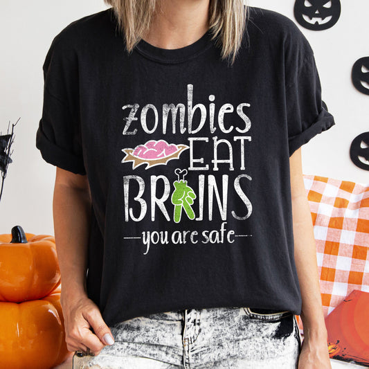 Zombies Eat Brains Retro Halloween Comfort Colors Tshirt