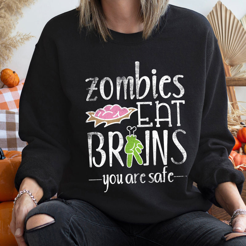 Zombies Eat Brains Vintage Halloween Sweatshirt Unisex