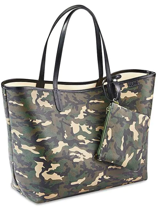 ULINE Black leather handles and trim Camouflage Tote - S-23790