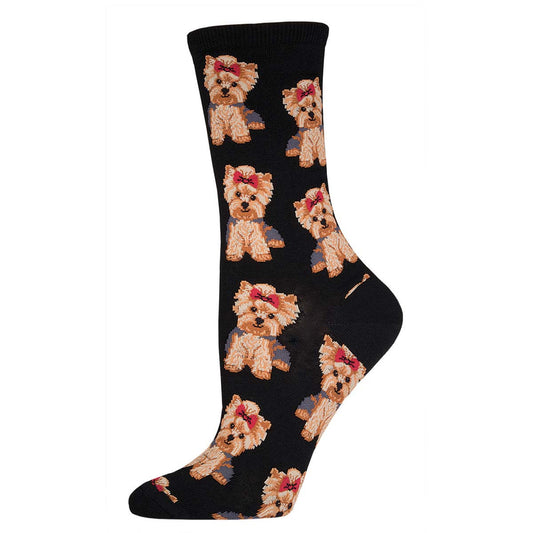 Socksmith YORKIE WITH RED BOW SOCKS BY SOCKSMITH - WNC466-BLK
