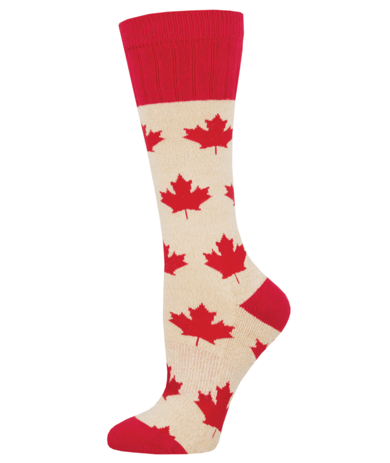 Women's Ladies Outlands Canadian Maple Flag Leaf Socks Socksmith - WOB1829-OML